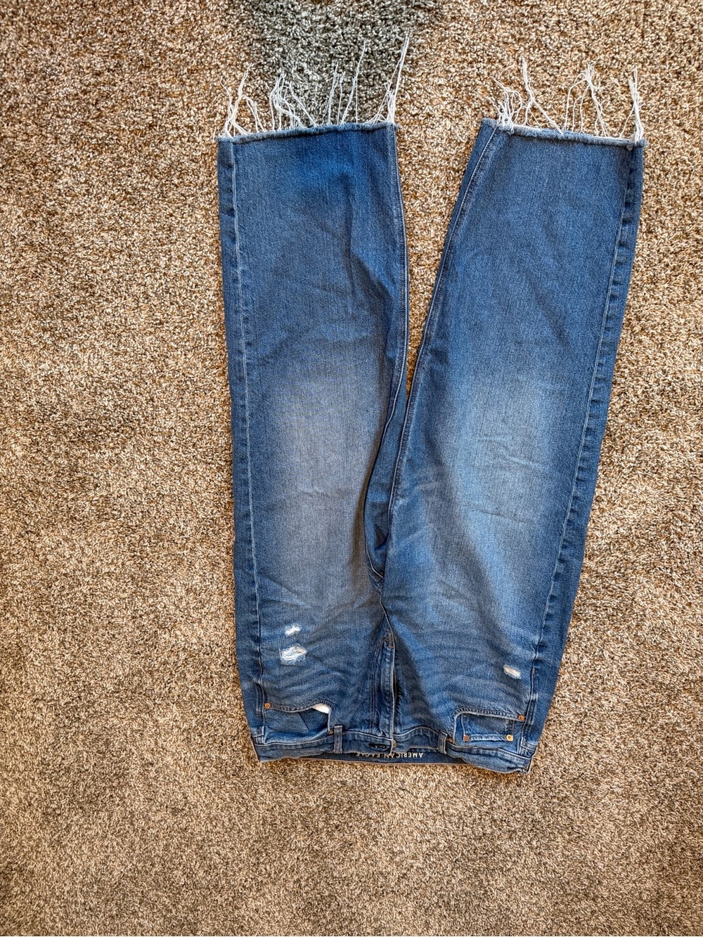 American Eagle Outfitters Blue Fringe Hem Jeans